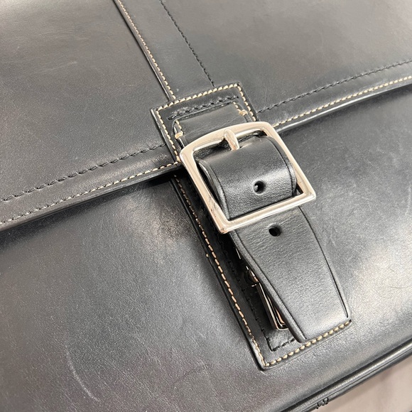 COACH Black Leather Briefcase Messenger Bag - Picture 7 of 16
